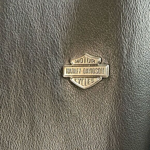 Harley Davidson Womens Leather Motorcycle Jacket Embroidered Logo Size XL Vtg - Picture 9 of 16